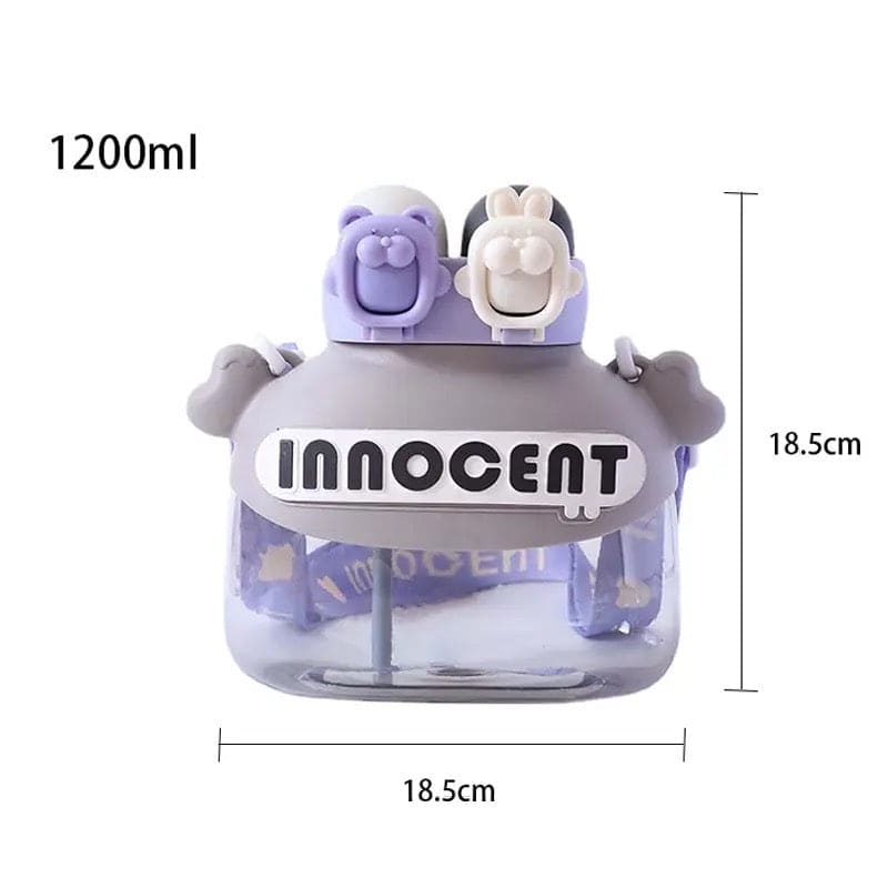Cute Innocent Water Bottle, Cute and Fun Plastic Fashion Student Straw Water Cup, Double Drink Beverage Bottle, Water Bottle With Straw, Summer Outdoor Travel Drinking Tumbler, 1200ml Triton Plastic Bottle for Fitness and Outdoor Workout Cute Innocent Water Bottle, Cute and Fun Plastic Fashion Student Straw Water Cup, Double Drink Beverage Bottle, Water Bottle With Straw, Summer Outdoor Travel Drinking Tumbler, 1200ml Triton Plastic Bottle for Fitness and Outdoor Workout